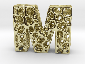Voronoi Letter ( alphabet ) M in 18k Gold Plated Brass