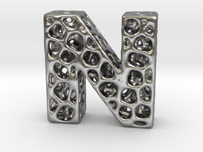 Voronoi Letter ( alphabet ) N in Natural Silver