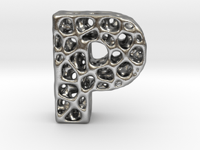 Voronoi Letter ( alphabet ) P in Natural Silver