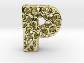 Voronoi Letter ( alphabet ) P in 18k Gold Plated Brass