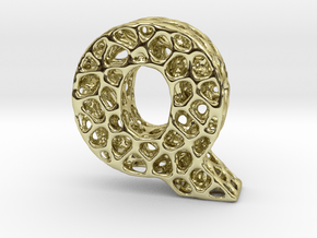 Voronoi Letter ( alphabet ) Q in 18k Gold Plated Brass