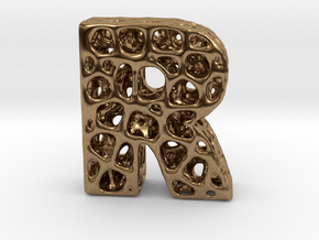 Voronoi Letter ( alphabet ) R in Natural Brass