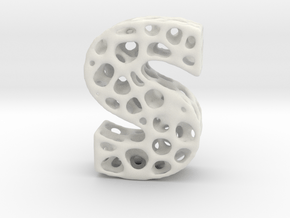 Voronoi Letter ( alphabet ) S in White Natural Versatile Plastic
