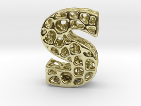 Voronoi Letter ( alphabet ) S in 18k Gold Plated Brass