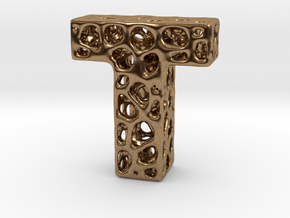 Voronoi Letter ( alphabet ) T in Natural Brass