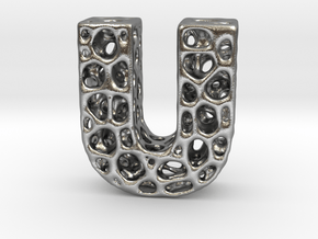 Voronoi Letter ( alphabet ) U in Natural Silver