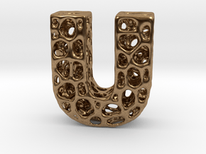 Voronoi Letter ( alphabet ) U in Natural Brass