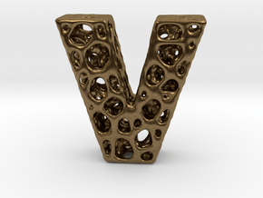Voronoi Letter ( alphabet ) V in Natural Bronze