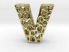 Voronoi Letter ( alphabet ) V in 18k Gold Plated Brass