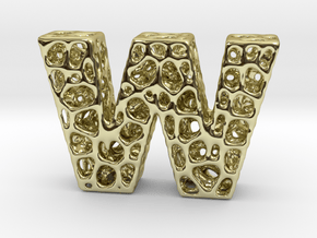 Voronoi Letter ( alphabet ) W in 18k Gold Plated Brass