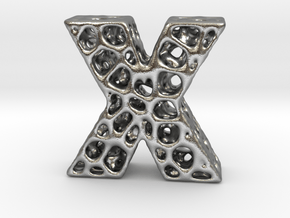 Voronoi Letter ( alphabet ) X in Natural Silver