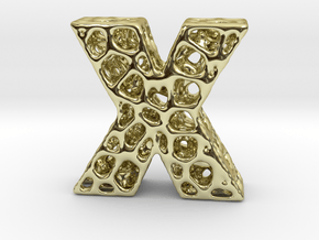 Voronoi Letter ( alphabet ) X in 18k Gold Plated Brass