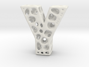 Voronoi Letter ( alphabet ) Y in White Natural Versatile Plastic