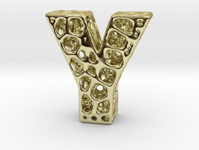 Voronoi Letter ( alphabet ) Y in 18k Gold Plated Brass