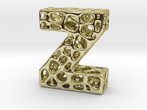 Voronoi Letter ( alphabet ) Z in 18k Gold Plated Brass