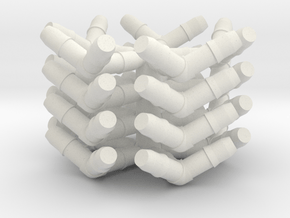 Dodecahedron straw connectors in White Natural Versatile Plastic