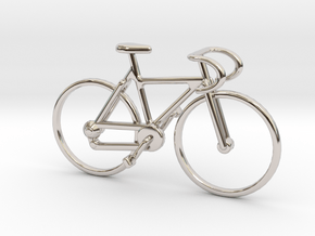 Racing Bicycle Jewel in Rhodium Plated Brass