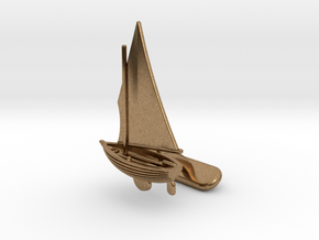 Small Sailing Boat Cufflink II in Natural Brass
