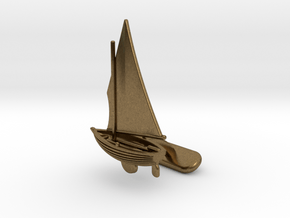 Small Sailing Boat Cufflink II in Natural Bronze