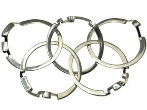 Olympic Puzzle Ring metal in Polished Silver (Interlocking Parts)