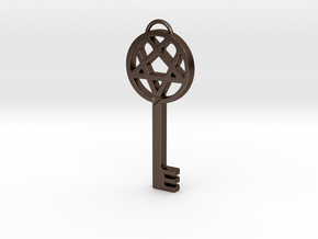 Key of Dark Light (Heartagram skelton key) in Polished Bronze Steel