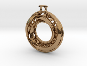 Moebius Twisted Pendant Interlocked in Polished Brass (Interlocking Parts)