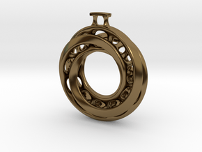Moebius Twisted Pendant Interlocked in Polished Bronze (Interlocking Parts)