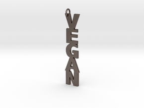 Vegan Keychain in Polished Bronzed Silver Steel