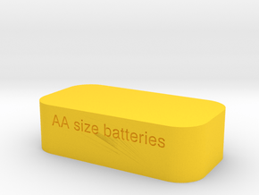 Battery Case SIZE AA  in Yellow Processed Versatile Plastic