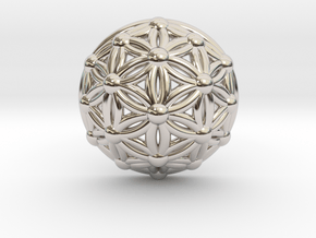 Flower Of Life Dome in Rhodium Plated Brass