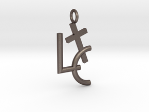 LC Cross Pendant in Polished Bronzed Silver Steel