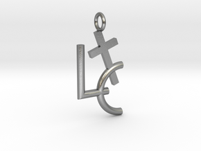 LC Cross Pendant in Natural Silver