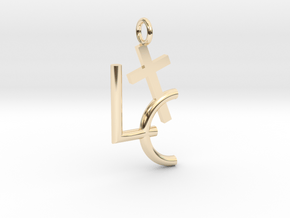 LC Cross Pendant in 14k Gold Plated Brass