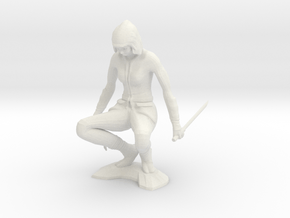 Crouching Ninja in White Natural Versatile Plastic