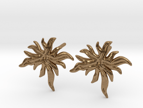 Delphinium Leaf Stud Earring in Natural Brass