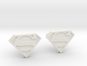 Superman Cufflinks in White Natural Versatile Plastic