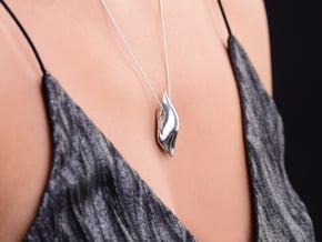 Floating HEAVY, Pendant. Smooth Shaped for Perfect in Polished Silver
