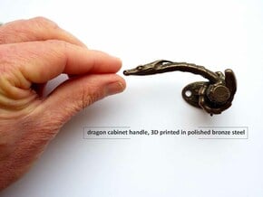 Dragon Cabinet Handle 10 - looking left in Polished Bronzed Silver Steel