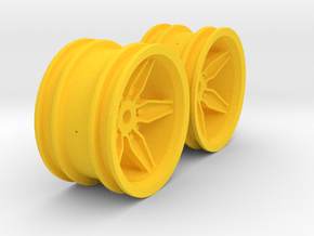 M-Chassis Wheels - Coffin Spokes - +3mm Offset in Yellow Processed Versatile Plastic