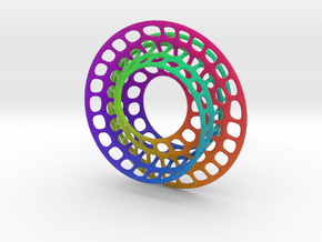 Quarter twist Möbius strip (color) in Full Color Sandstone