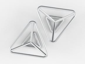 Space FrameTriangle-Cufflinks in Fine Detail Polished Silver