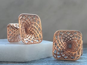 Diagrid Cufflinks - Sqaure in 14k Rose Gold Plated Brass
