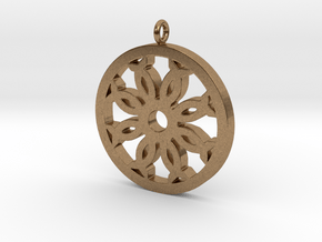 Crest pendant with ring in Natural Brass