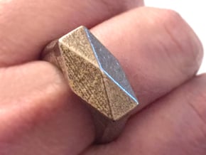 Chunky Hedron Ring in Polished Bronzed Silver Steel: 9 / 59