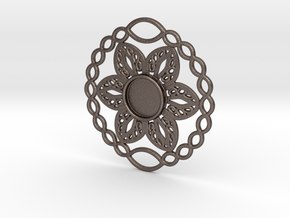 Flower charm in Polished Bronzed Silver Steel