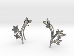 Tea Leaves Ear Climber in Polished Silver