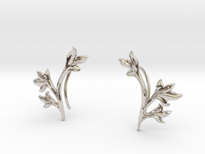 Tea Leaves Ear Climber in Rhodium Plated Brass