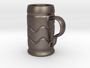 Beer Mug Keychain in Polished Bronzed Silver Steel