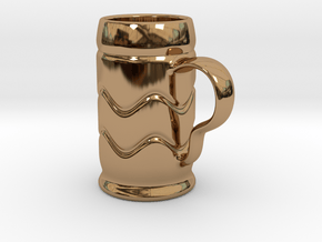 Beer Mug Keychain in Polished Brass