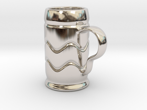 Beer Mug Keychain in Rhodium Plated Brass